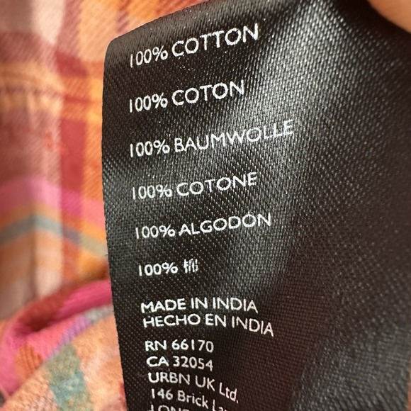 We the Free People Women's M Plaid Tunic Shirt Flannel Pockets Summer Daydream - Picture 7 of 8